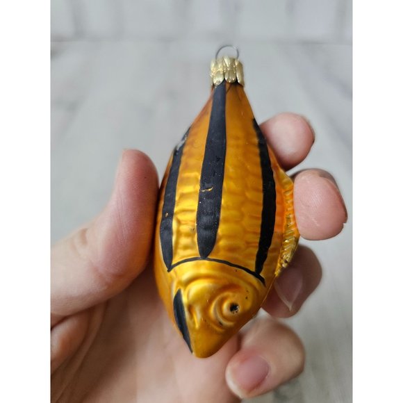Czech Republic fish mini ornament glass orange striped Xmas tree - Picture 8 of 10
